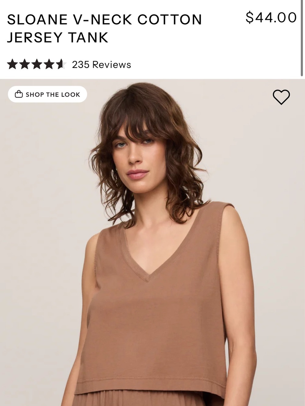 SLOANE V-NECK COTTON JERSEY TANK